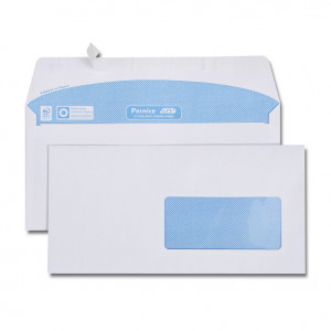 Boîte de 500 enveloppes blanches DL 110x220 80 g/m² fenêtre 45x100 bande de protection