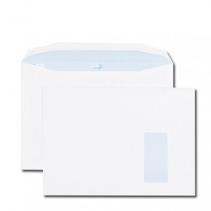 Boite de 250 enveloppes patte trapèze blanches C4 229x324 90 g/m² fenêtre 105X50 gommées