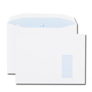 Boite de 250 enveloppes patte trapèze blanches C4 229x324 90 g/m² fenêtre 105x50 gommées