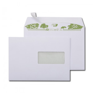 Boite de 500 enveloppes extra blanches 100% recyclées C5 162x229 90 g/m² fenêtre 45x100 bande de protection