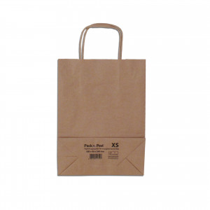 Boîte de 300 sacs à anse torsadée kraft brun 80gr/m² format XS 24x18x8 cm FSC-M