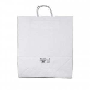 Boîte de 150 sacs à anse torsadée kraft blanc 100gr/m² format L 45x40x16 cm FSC-M