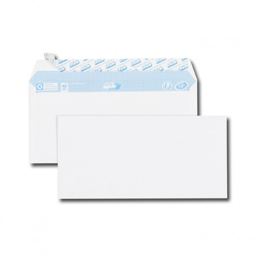 Paquet de 100 enveloppes blanches DL 110x220 75 g/m² bande de protection